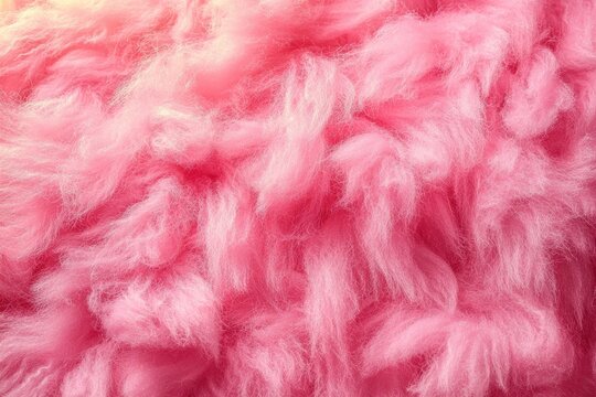Close-up of soft and fluffy pink wool fibers creating a warm and cozy texture