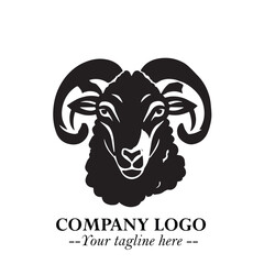 Head of Sheep Logo Symbol in Minimalist Modern Vector Design for Farm, Agriculture, and Wool Branding