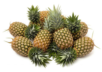 Fototapeta premium Pile of Fresh Pineapples on White Background.