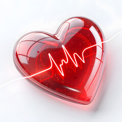 Heart of Life: A vibrant, glowing red heart, symbol of life's core with a waveform pulse overlaying, the image represents vitality, love, and the essence of existence.