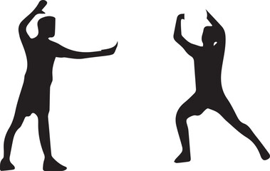 Black vector silhouette of a woman ballet dancer in an action jump for illustration of people dancing fitness and sport