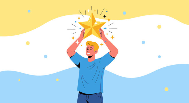 Person Holding Sparkling Star Symbolize Achievement, Success, And Recognition With Flair