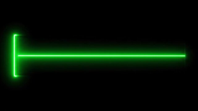Green Neon Line on Black Background - A vibrant green neon line, forming a horizontal bar, is displayed against a stark black background. The line is thick and glows, suggesting energy or activity.
