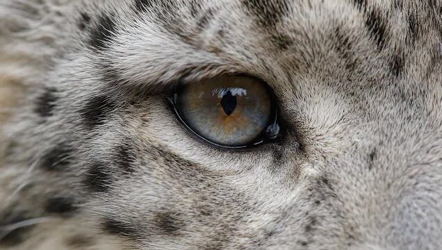 Mesmerizing Glance A Close-Up of a Snow Leopard's Striking Eye, Revealing Nature's Beauty and Untamed Mystery