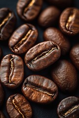 Close-up view of roasted coffee beans showing detailed texture and rich brown color conveying warmth and freshness
