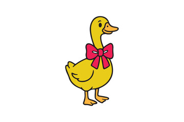 Fototapeta premium Goose wearing bow vector icon on white background.