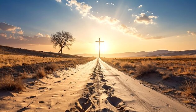 Sunrise path to cross