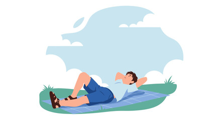 Person Relaxing Outdoors Under Clear Skies in Peaceful and Tranquil Environment