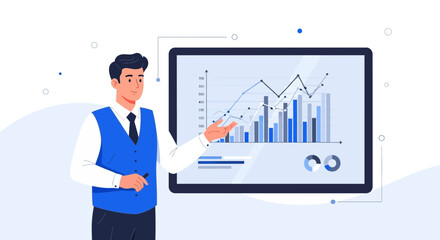 Presentation On Trends And Analysis: Business Insights Displayed On Digital Screen