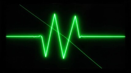 Neon Green Heartbeat Monitor - A bright neon green heartbeat line appears on a black background, symbolizing life and health. The video evokes medical, emergency, or futuristic themes.