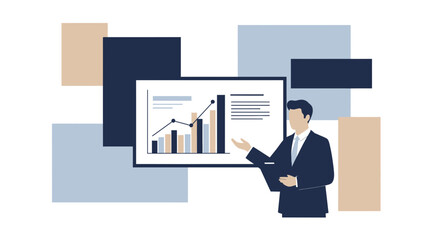 Presenter Explaining Business Data Analysis Report With Graphical Representation