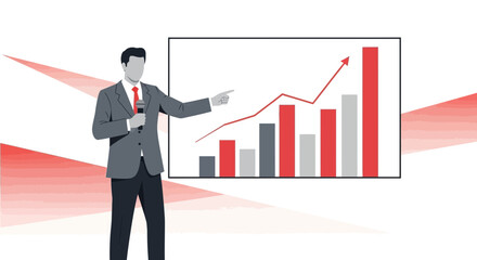 Presenter Highlights Positive Growth and Demonstrates Business Success Through Charts and Graphs