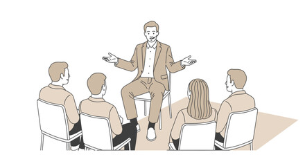 Presenter Shares Insights During A Team Meeting, Encouraged Participation And Collaboration