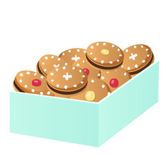 箱に入った山盛りのクッキーのイラスト素材