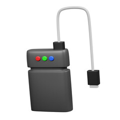 Obraz premium 3D Rendered Gray Hard Drive External with USB Cable Isolated