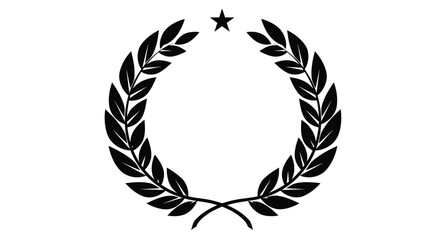 A black laurel wreath with a five pointed star above it