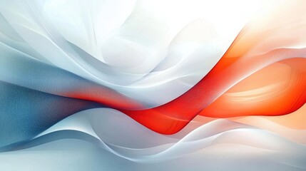 Obraz premium Smooth flowing abstract waves in white, red, and shades of blue creating a dynamic and serene visual effect