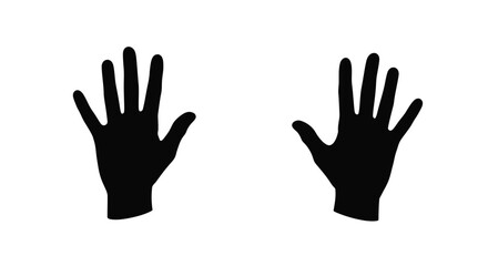 Two black hand silhouettes facing each other on a white background