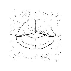 Whimsical lips illustration embracing minimalistic artistry with delicate touch and scattered