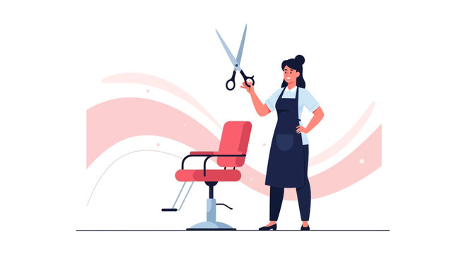 Professional Hair Stylist Posing With Scissors Preparing For a Modern Hairstyling Experience