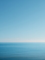 Obraz premium Peaceful Landscape, Blue Sea and Cloudless Sky Horizon