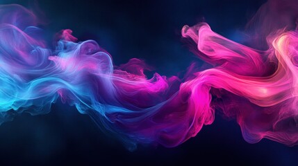 Obraz premium A vibrant abstract design with flowing waves of pink, purple, and blue, creating a fluid, mesmerizing effect on a dark background