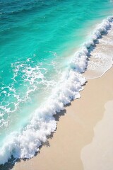 Turquoise Ocean Waves Crashing on Pristine White Sand Beach A Mesmerizing Summer Landscape