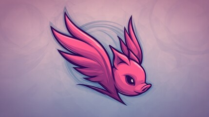 Flying Pig Art Winged hog soaring; fantasy background; illustration; use in fairytale