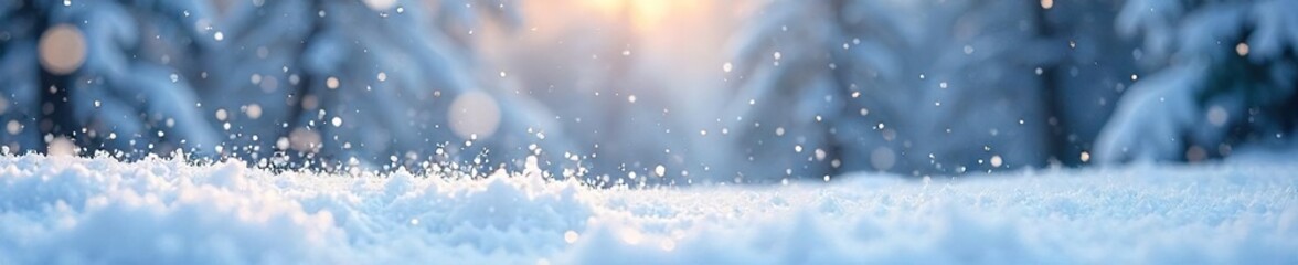 Serene Winter Landscape Gentle Snowfall Blankets Pristine Ground, Evoking Calm and Peaceful Winter Magic