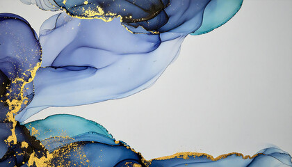 抽象的な青色と金色の模様。Abstract blue and gold pattern.