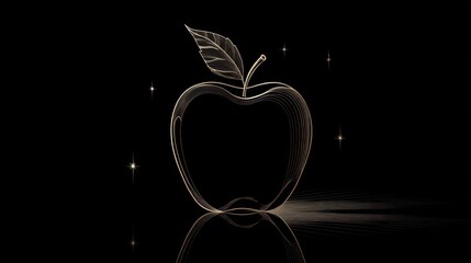 Luminous, layered apple outline art with glittering star accents against a dark background