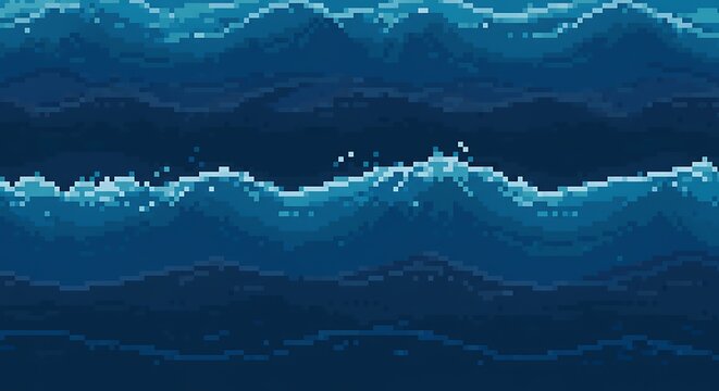 Calming pixel ocean waves background animation loop
