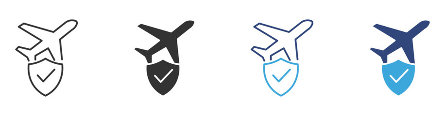 Air Travel Protection Icon , Flight Protection And Security Assurance icon , airplane shield icon sign vector illustration . 