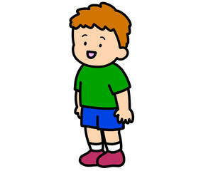 Obraz premium 立って話す茶髪の男の子