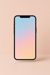 Black Smartphone with Gradient Screen Mockup Displayed Against a Pastel Background For Mobile App Promotion