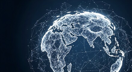 A digital representation of Earth, with interconnected network lines overlaying the continents, symbolizing global connectivity.