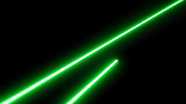 Abstract Green Laser Beams on Black Background - Two parallel green laser beams are depicted against a stark black background.