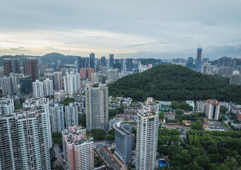 Naklejka premium Shenzhen ,China - July 06, 2022: Aerial view of landscape in Shenzhen city, China