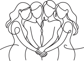 Connected Women A Symbol of Friendship, Unity, and Support in a Simple Line Art Design