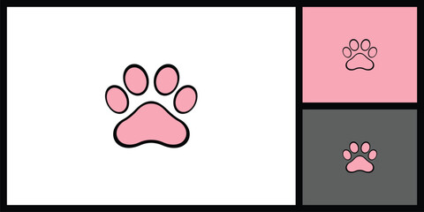 Cute Pink Paw Print Icon for Pet and Animal Care