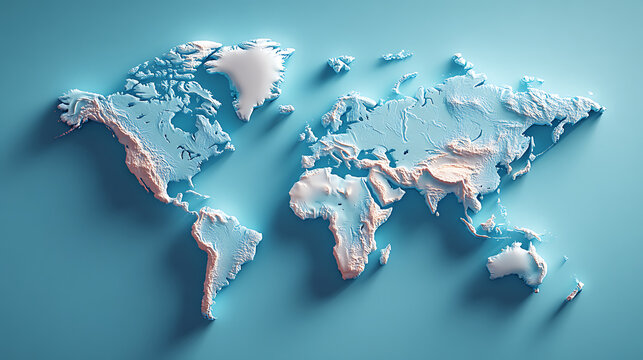 Fototapeta representation. 3d world a on simplified ai blue generative background. minimalistic earth gradient map soft 71780077 1