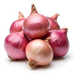 Fototapeta premium Small Group of Red Onions on White shallot vegetable