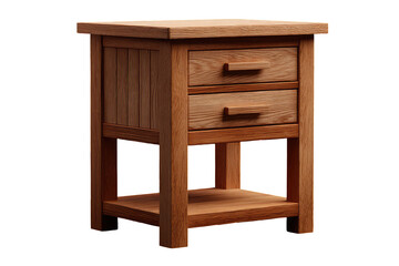 Light brown wooden nightstand with two drawers