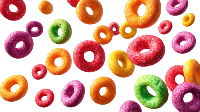 Floating Colorful Fruit Cereal Loops