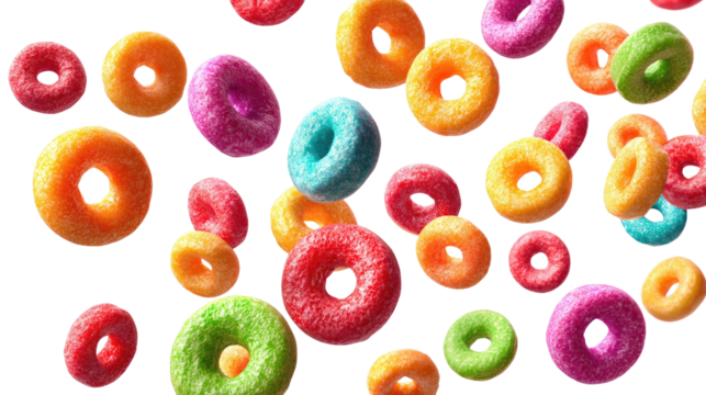 Floating Colorful Fruit Cereal Loops