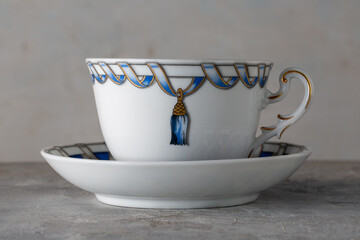 Fiocco Grace Cup & Saucer Blue Ribbon Design Italy 2000s