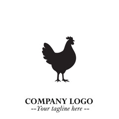 Chicken Logo Symbol Black on White Background in Minimalist Modern Vector Design for Farm Branding