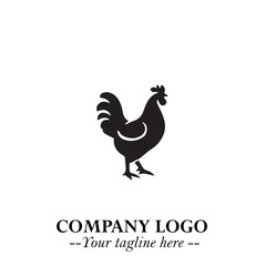 Chicken Logo Symbol Black on White Background in Minimalist Modern Vector Design for Farm Branding