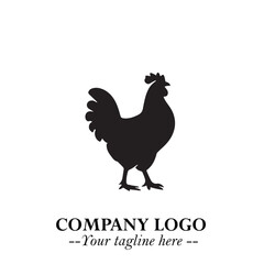 Chicken Logo Symbol Black on White Background in Minimalist Modern Vector Design for Farm Branding