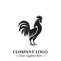 Chicken Logo Symbol Black on White Background in Minimalist Modern Vector Design for Farm Branding